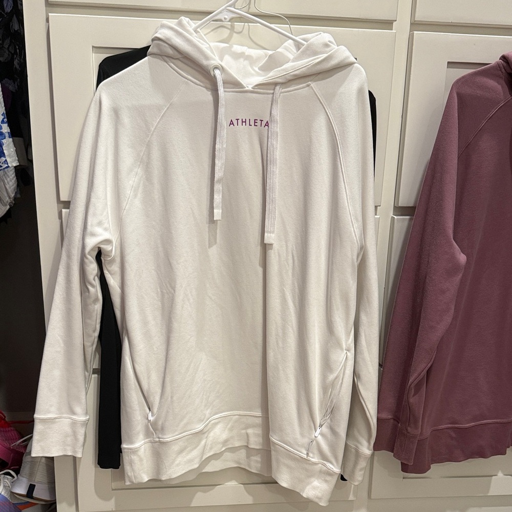 Athleta White Hoodie with Logo